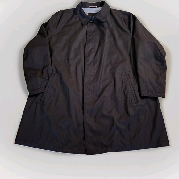Bugatti Coat Men 52R Black Water Repellent Mackintosh Buttons Pockets Minimalist - Picture 8 of 16